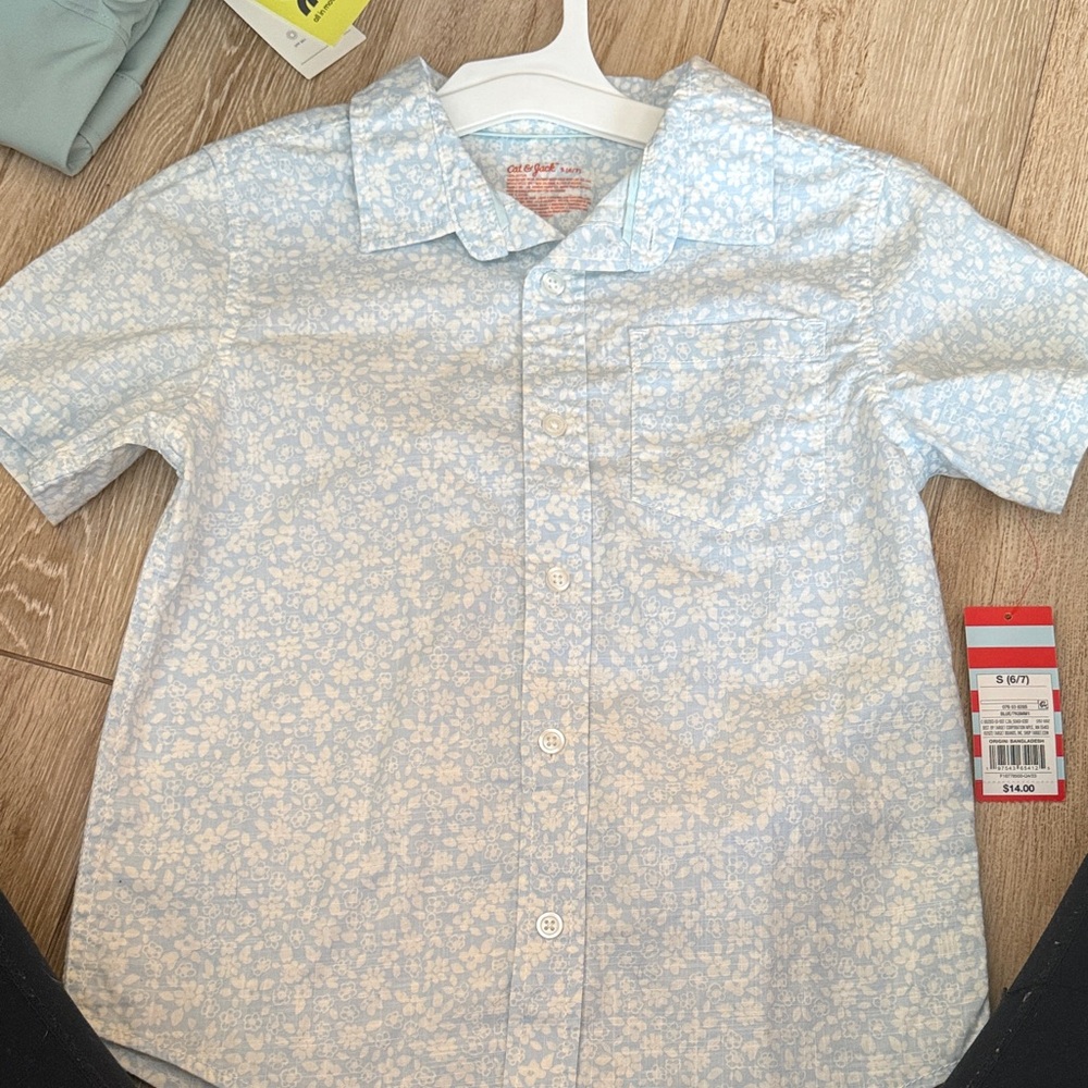 Cat & Jack Light Blue Floral Button Down Shirt